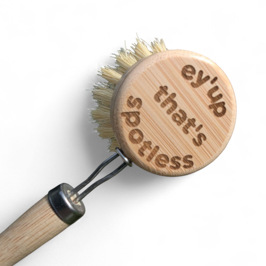 Northern-Inspired Dish Brush with Replaceable Head | Natural Washing Up Brush: Ey'up that's spotless