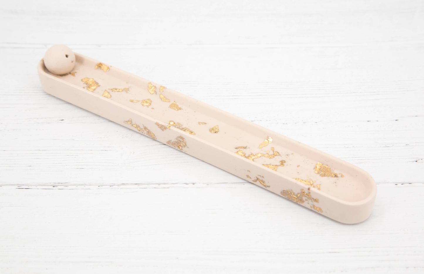 Handmade Jesmonite incense holder - Stone & Gold Leaf