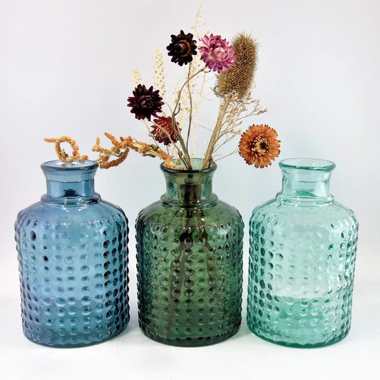 Recycled Glass 20cm Bubble Vase - Olive