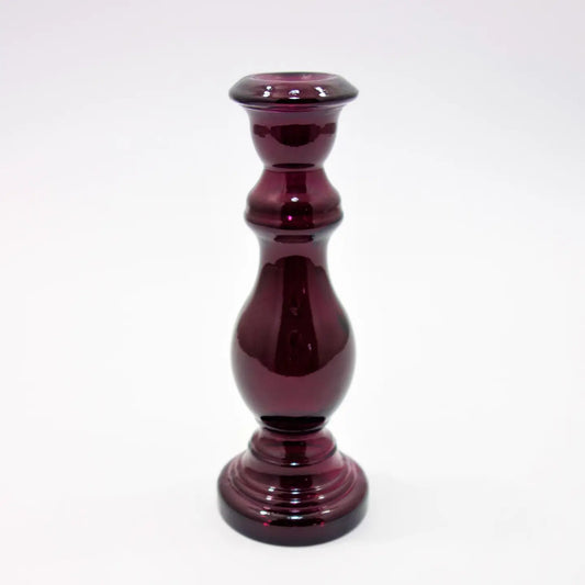 Recycled Glass Candle stick 20cm - Plum