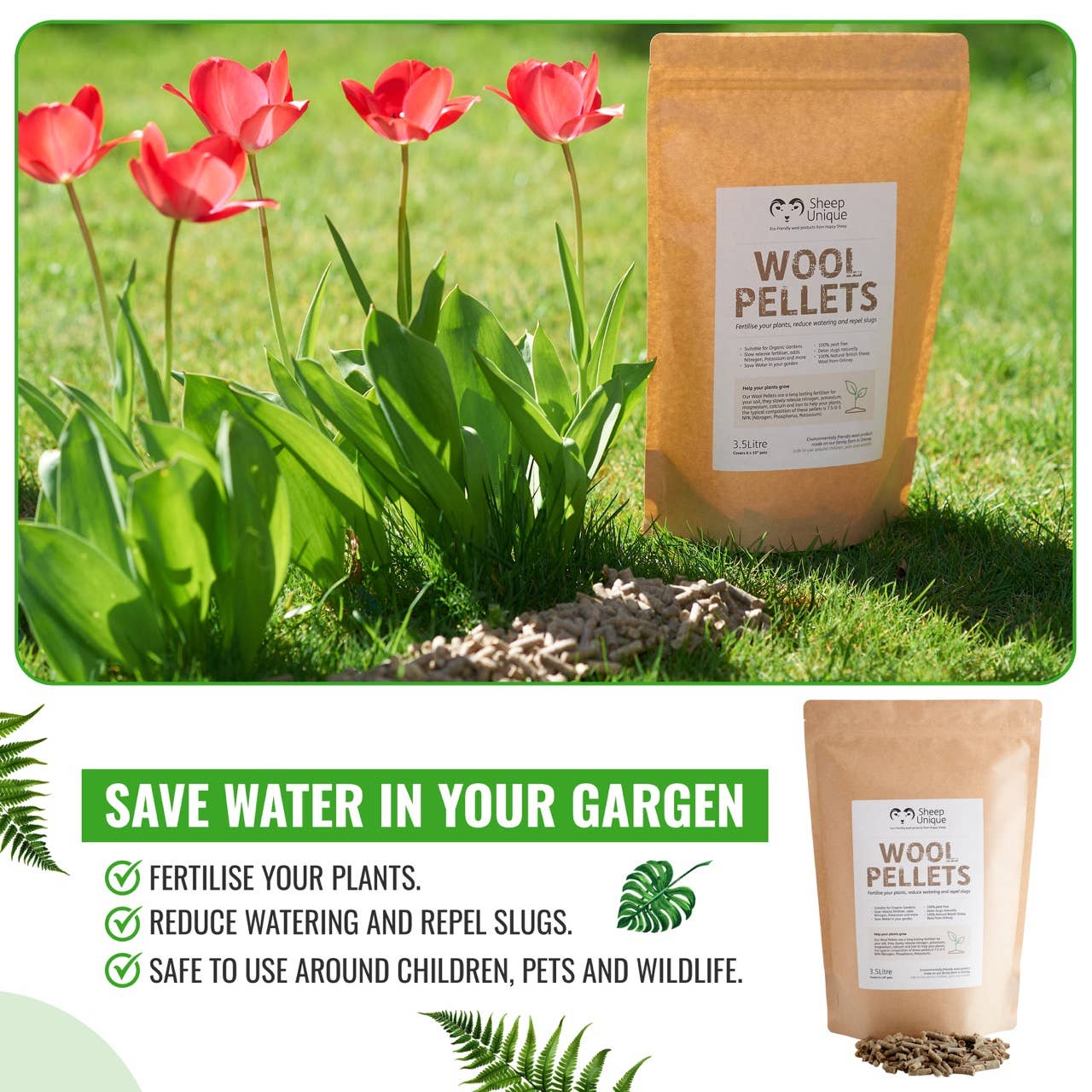 Garden Wool Pellets - Natural Fertiliser Eco, Peat-Free 3.5L