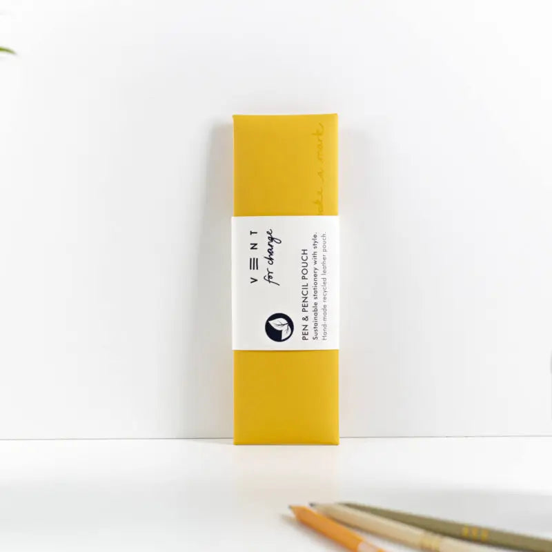 Pen / Pencil Pouch Recycled Leather - Reclaim - Yellow