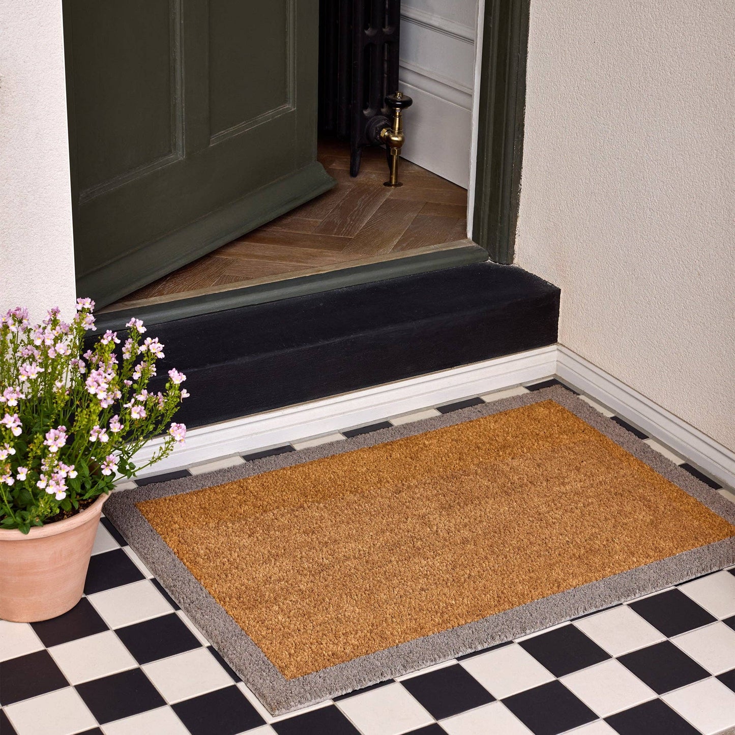My Mat Printed Coir Border Taupe: 45x75