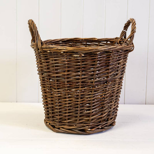 Round Log Basket With Ears