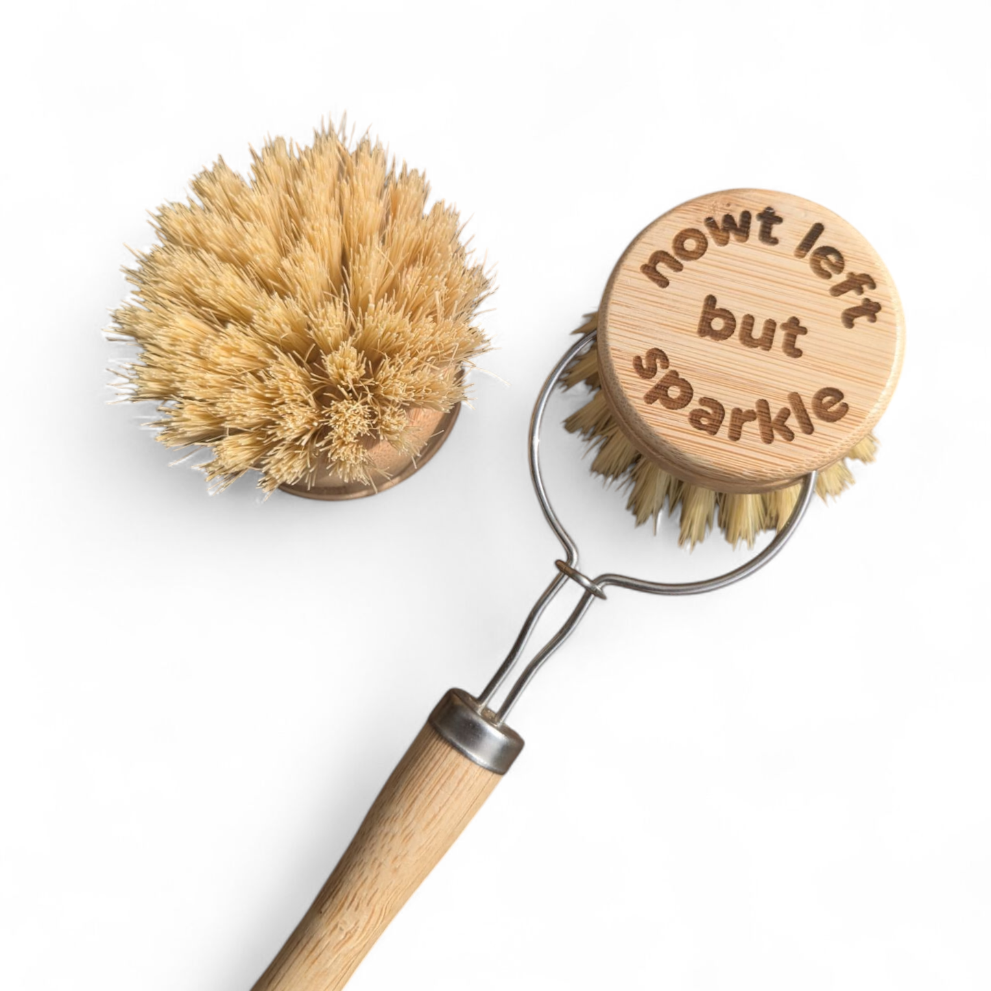 Northern-Inspired Dish Brush with Replaceable Head | Natural Washing Up Brush: Nowt left but sparkle