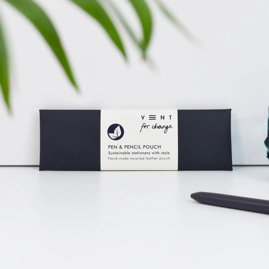 Pen / Pencil Pouch Recycled Leather - Reclaim - Black