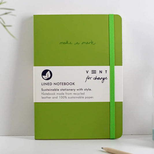 Notebook A5 Recycled Leather Lined Paper - Green