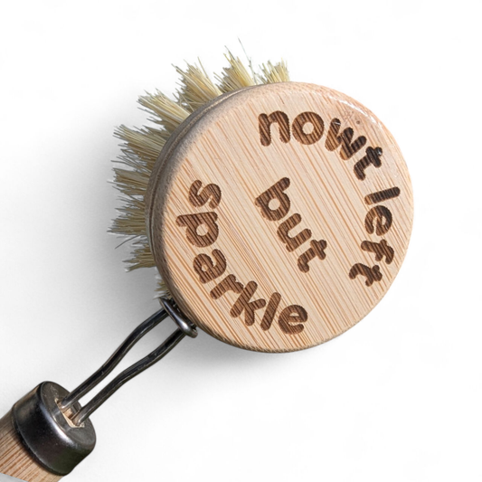 Northern-Inspired Dish Brush with Replaceable Head | Natural Washing Up Brush: Nowt left but sparkle