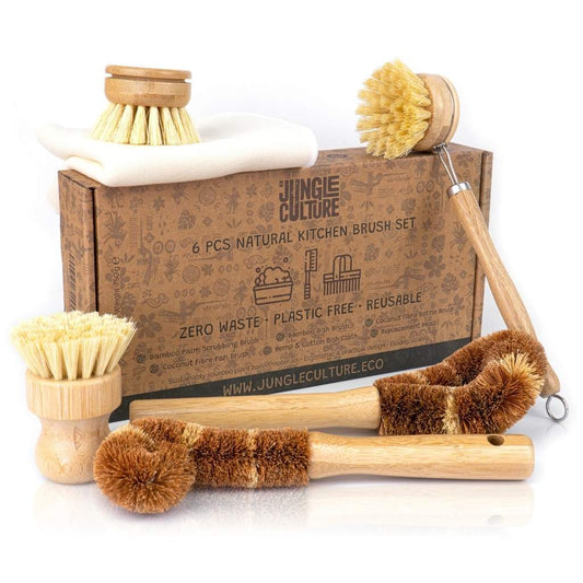 Bamboo Dish Brush Set | Eco-friendly Washing Up Brushes: Bamboo Dish Brush Set (FULL SET)