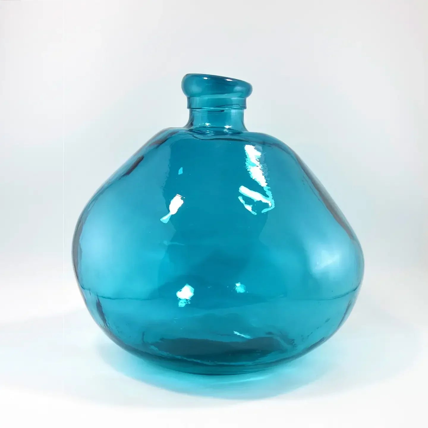 Recycled Glass Simplicity Blown Glass Vase 33cm - Petrol Blue