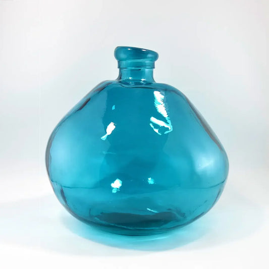 Recycled Glass Simplicity Blown Glass Vase 33cm - Petrol Blue