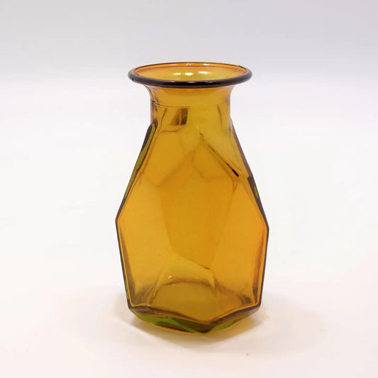 Recycled Glass Origami Vase - 16cm - Amber