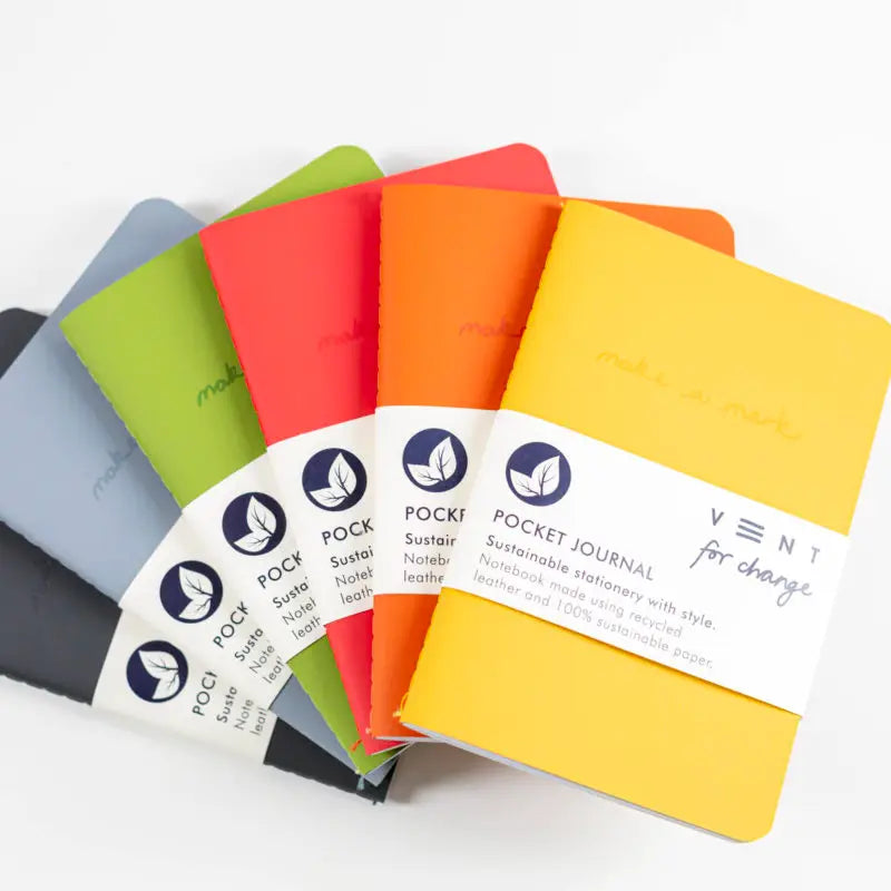 Notebook A6 Recycled Leather & Paper Journal - Yellow
