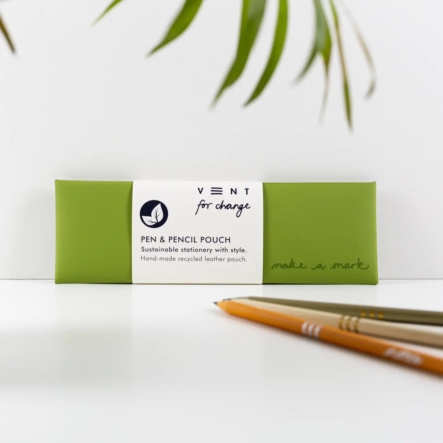 Pen / Pencil Pouch Recycled Leather - Reclaim - Green