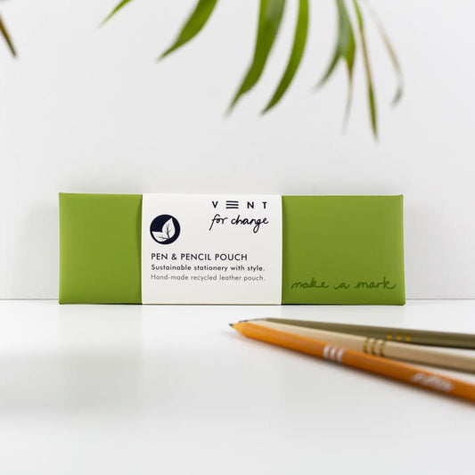 Pen / Pencil Pouch Recycled Leather - Reclaim - Green