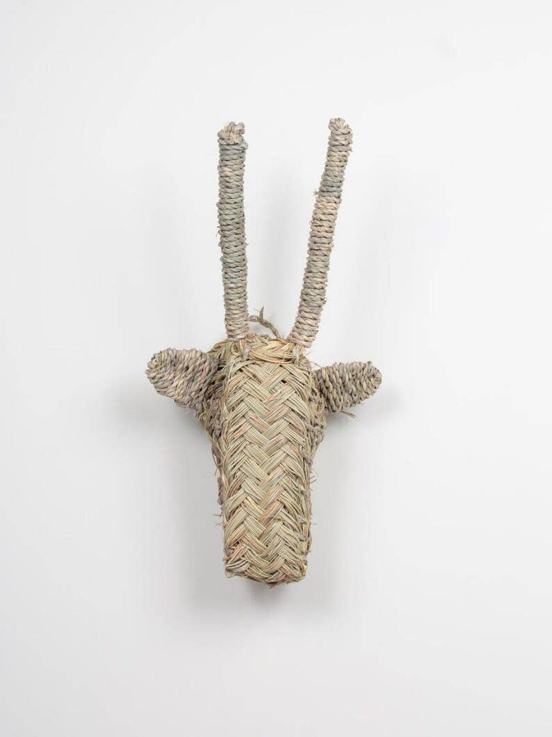 Handwoven Palm Leaf Antelope Wall Decor