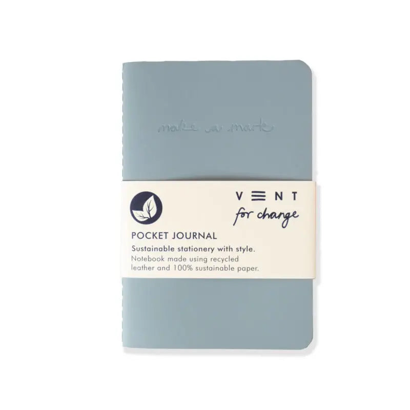 Notebook A6 Recycled Leather & Paper Journal - Dusty Blue