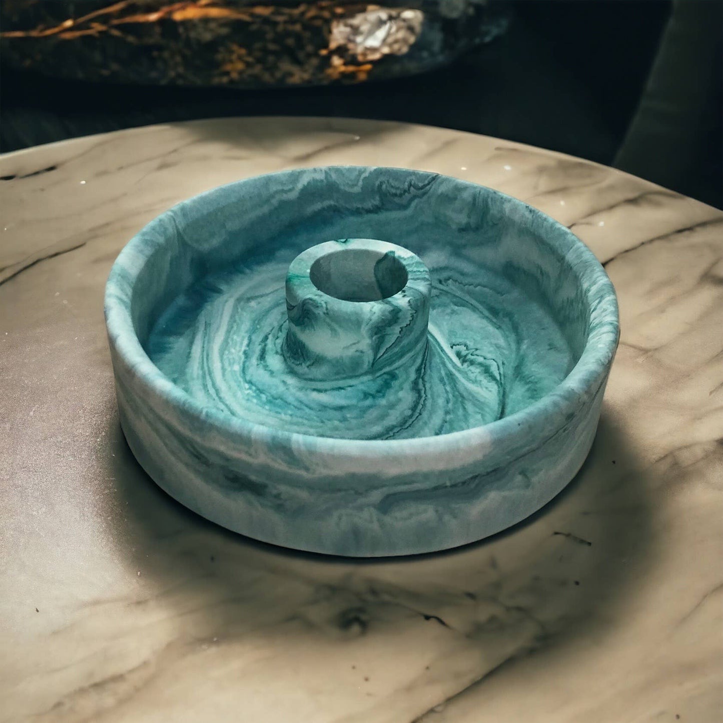 Handmade Jesmonite Palo Santo/ candle stick holder - Green