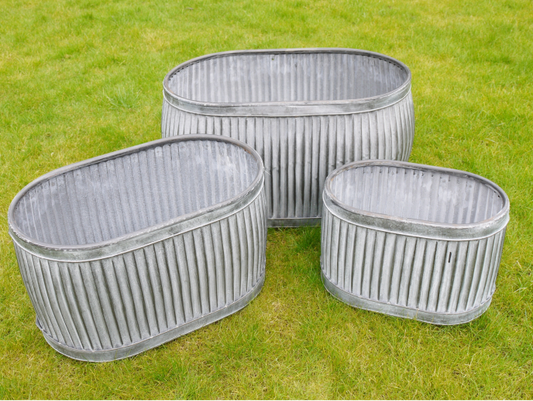 Set of 3 Oval Tubs / Planters