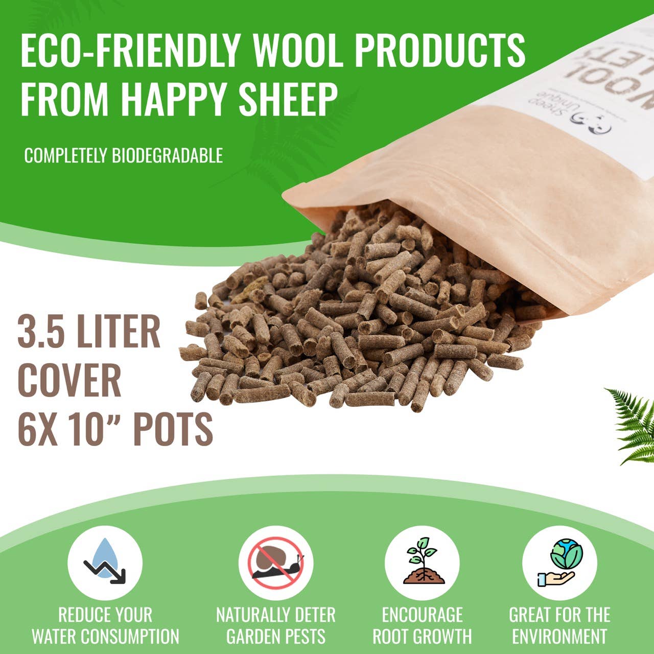 Garden Wool Pellets - Natural Fertiliser Eco, Peat-Free 3.5L