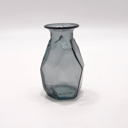 Recycled Glass Origami Vase - 16cm - Grey