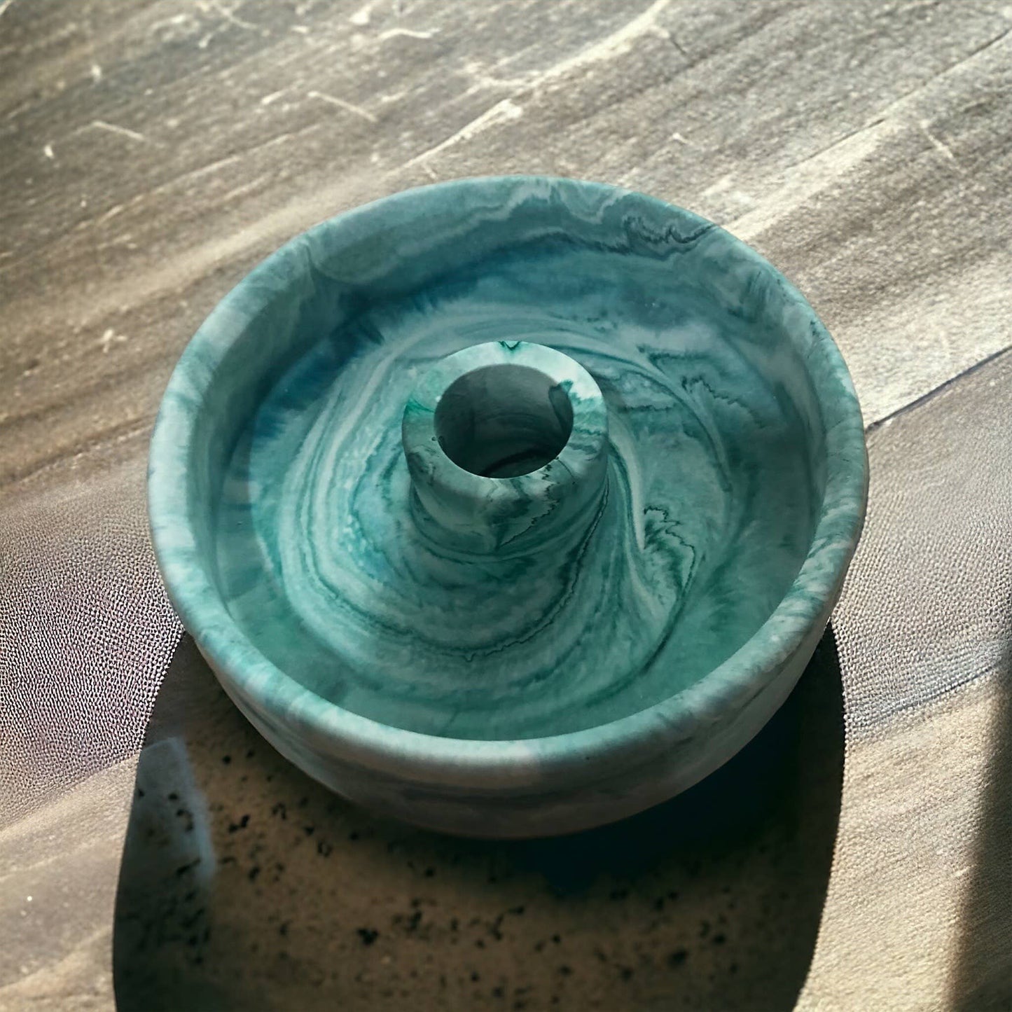 Handmade Jesmonite Palo Santo/ candle stick holder - Green
