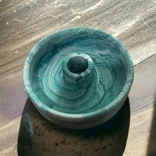Handmade Jesmonite Palo Santo/ candle stick holder - Green