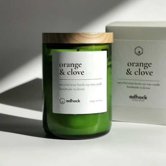 Orange & Clove Wine Bottle Candle - Green Glass