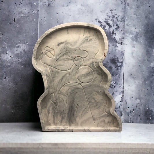 Handmade Jesmonite Body Tray - Grey Marble
