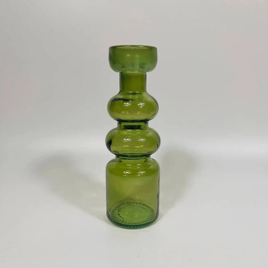 Recycled Glass Coloured Duo Candleholder 20cm - Juniper Green