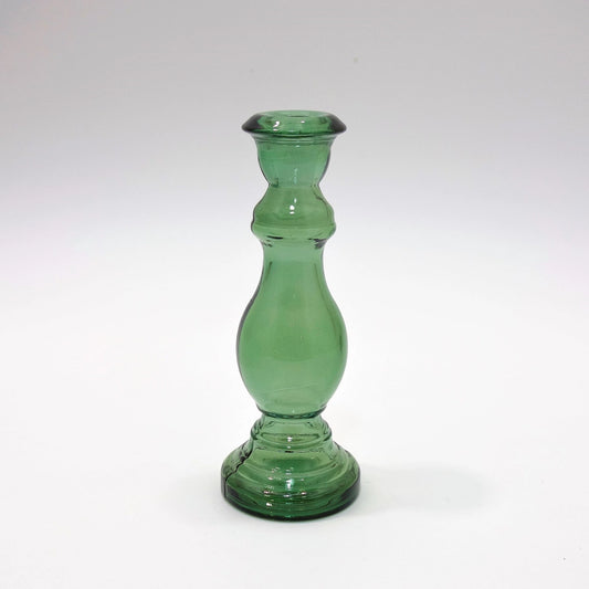 Recycled Glass Candle stick 20cm - Juniper Green