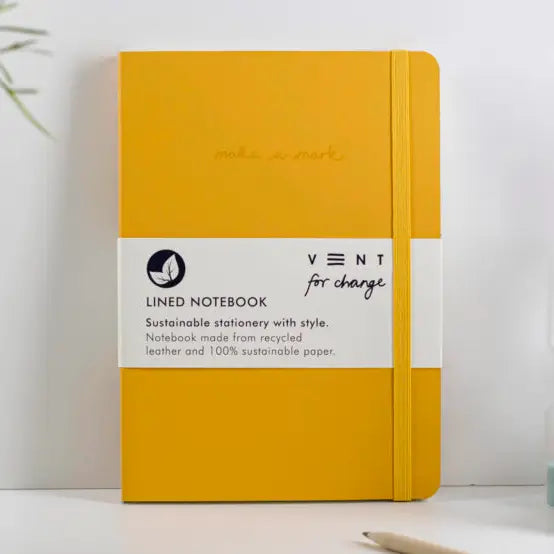 Notebook A5 Recycled Leather Lined Paper - Yellow