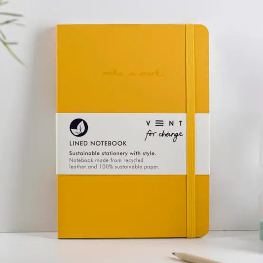 Notebook A5 Recycled Leather Lined Paper - Yellow