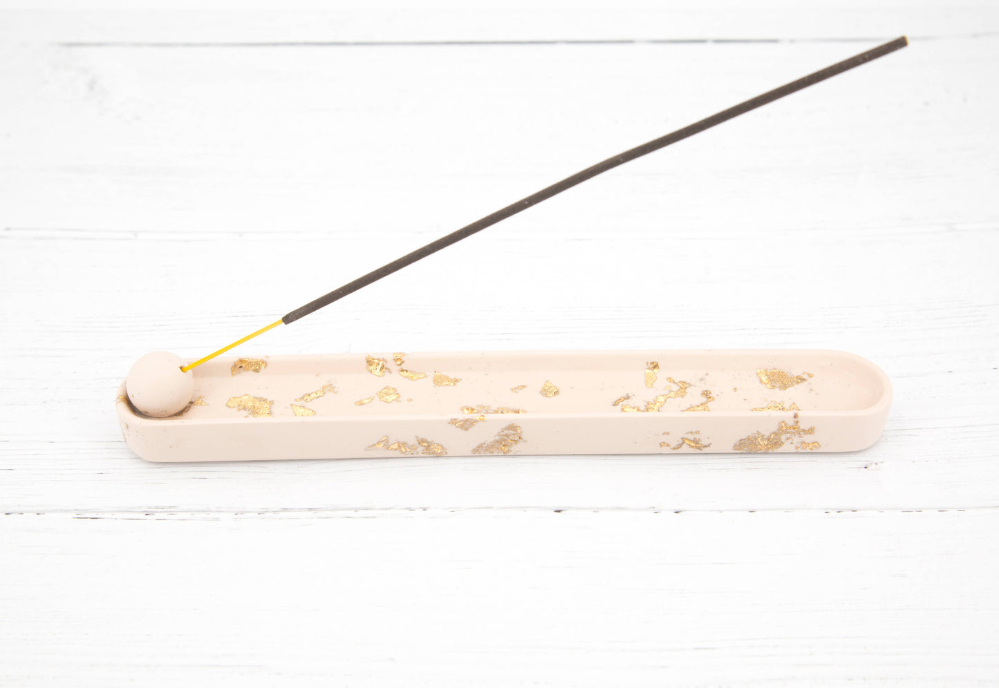 Handmade Jesmonite incense holder - Stone & Gold Leaf
