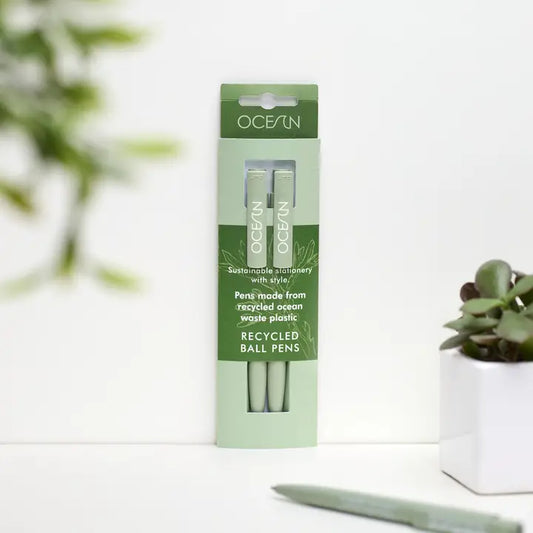 Pack of 2 Recycled Pens - Ocean Collection - Algae Green