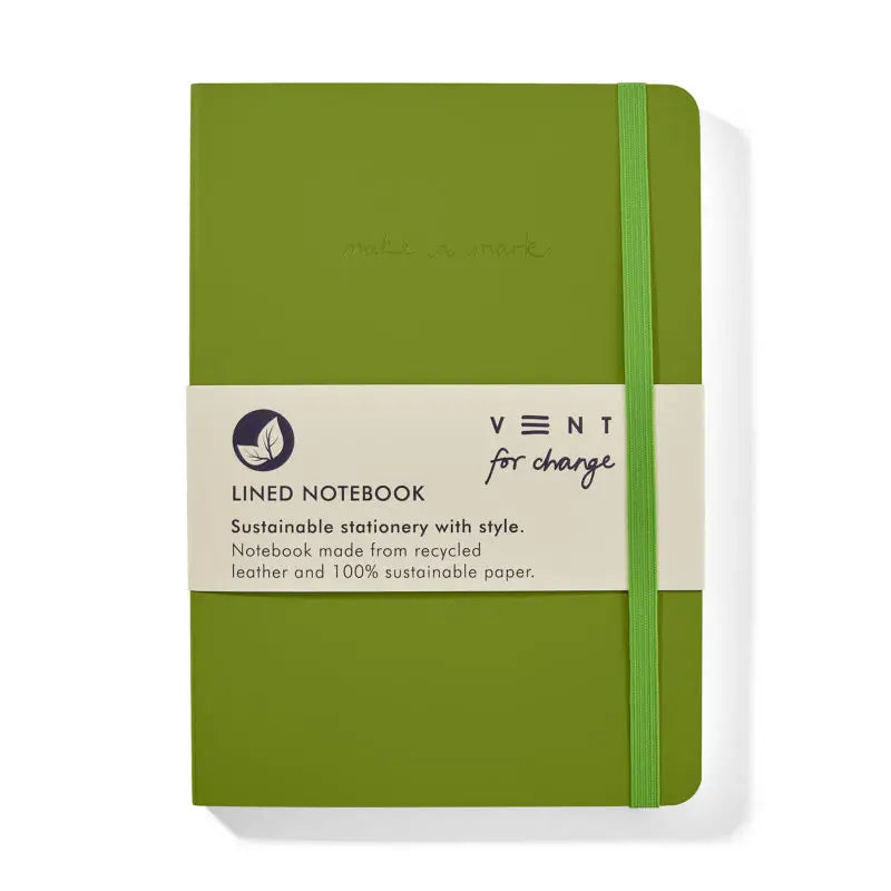 Notebook A5 Recycled Leather Lined Paper - Green