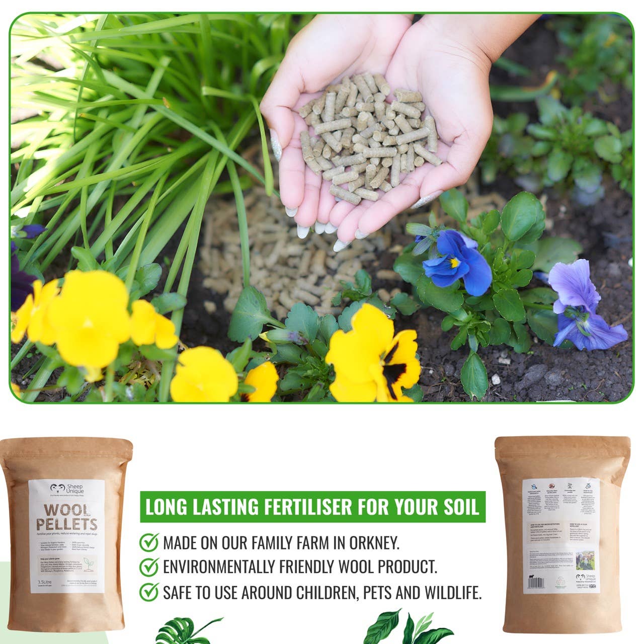 Garden Wool Pellets - Natural Fertiliser Eco, Peat-Free 3.5L