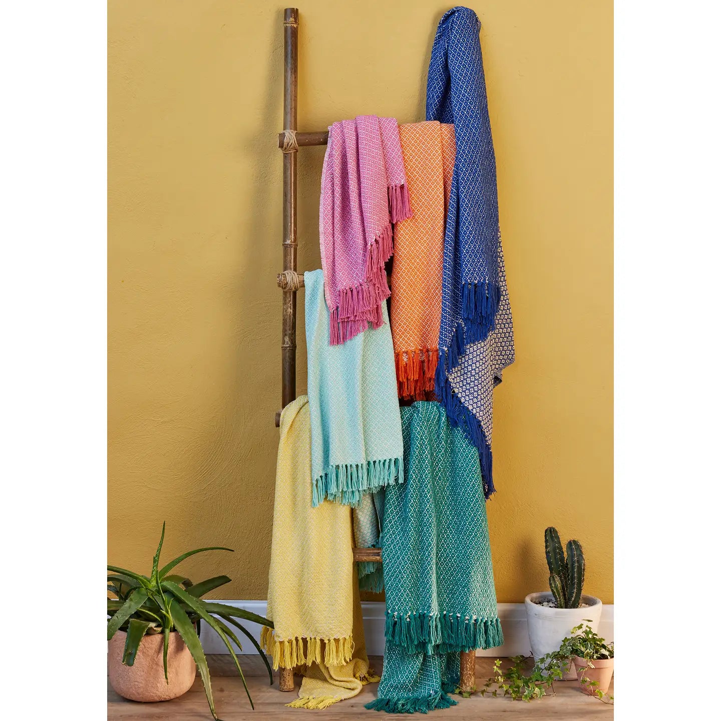 Rosalie Recycled Cotton Throw - Blue
