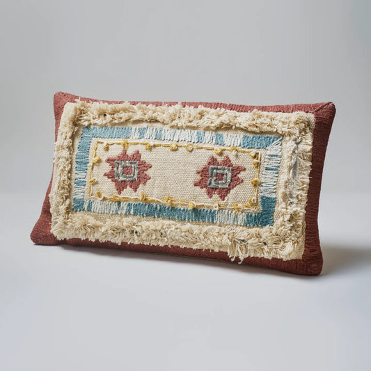 Multi-Colour Embroidery Cotton Cushion with Filler