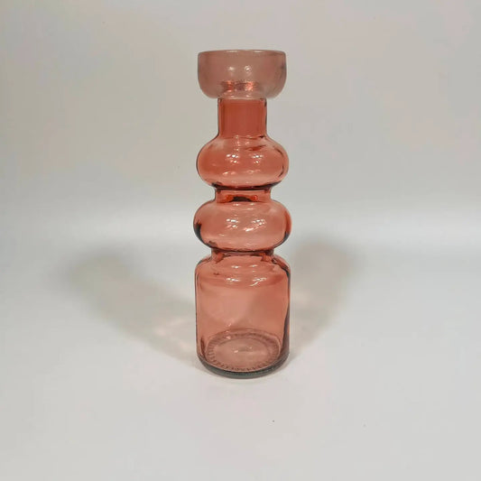Recycled Glass Coloured Duo Candleholder 20cm - Pink