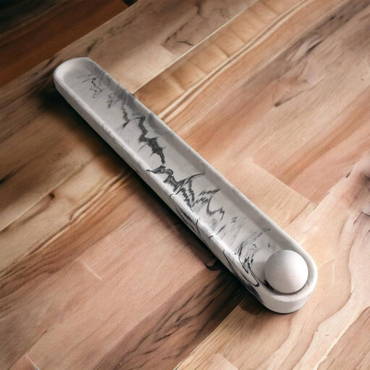 Handmade Jesmonite incense holder - White & Grey Marble