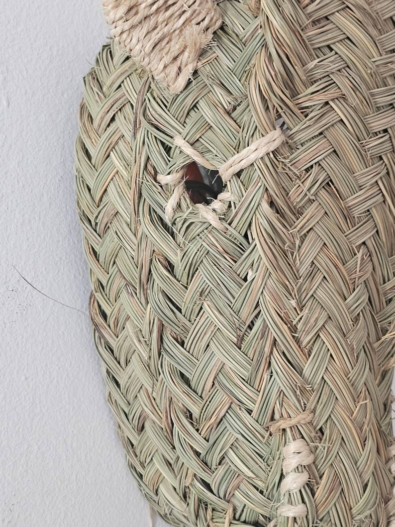 Handwoven Palm Leaf Straw Bull Head - Wall Decor