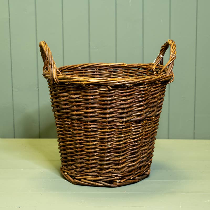Round Log Basket With Ears