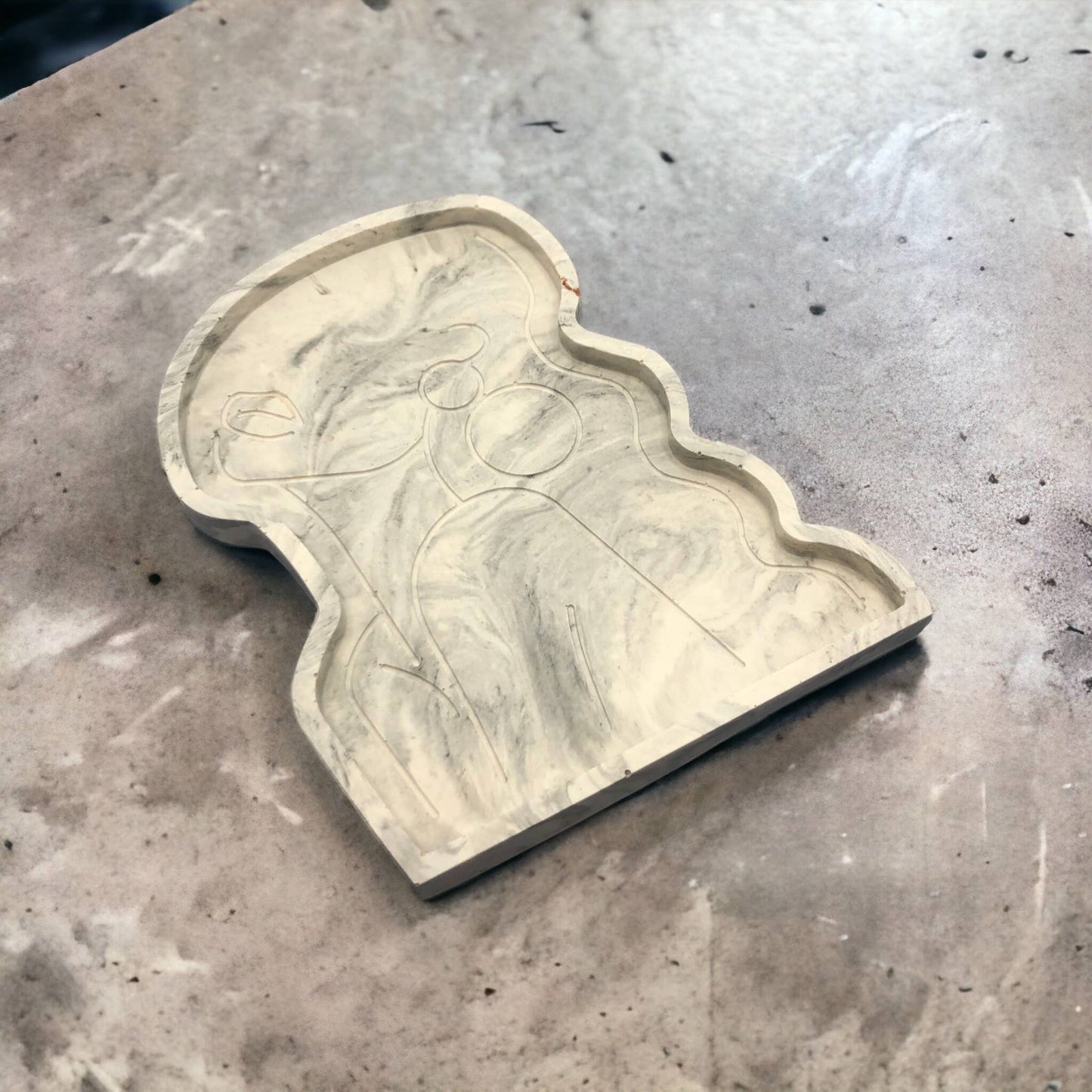 Handmade Jesmonite Body Tray - Grey Marble