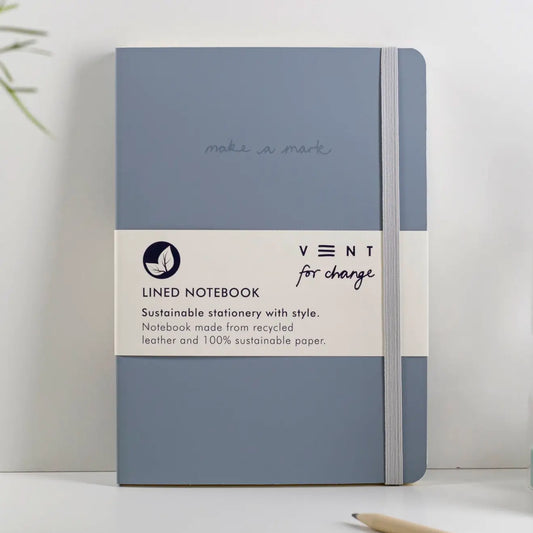 Notebook A5 Recycled Leather Lined Paper - Dusty Blue