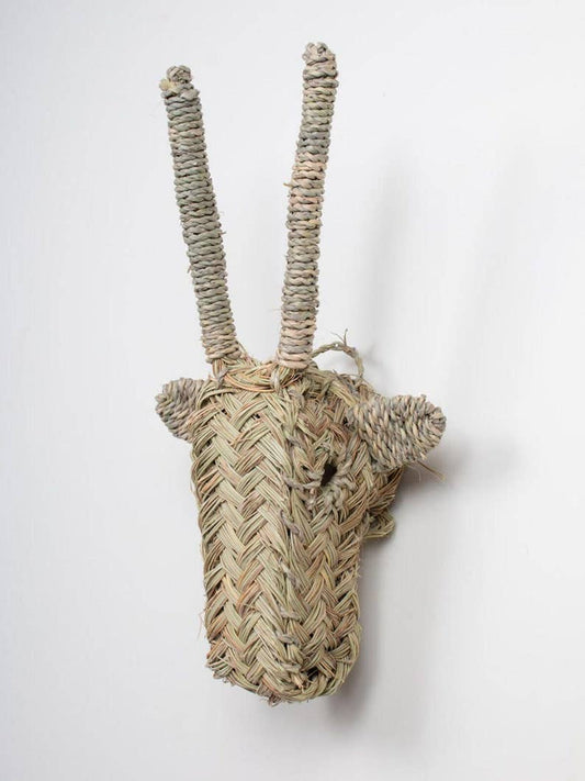 Handwoven Palm Leaf Antelope Wall Decor
