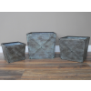 Set of 3 Galvanised Cross Banded Planters