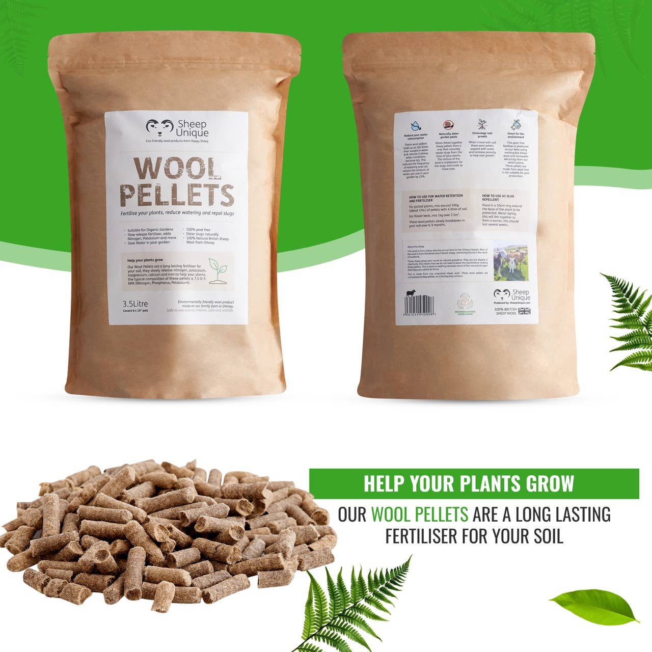 Garden Wool Pellets - Natural Fertiliser Eco, Peat-Free 3.5L