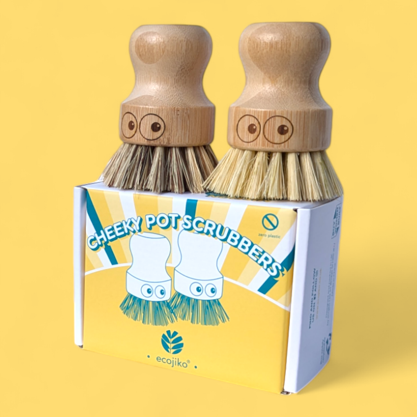Cheeky Bamboo Eco Friendly Pot Scrubbing Brushes (pair)