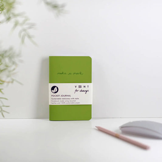 Notebook A6 Recycled Leather & Paper Journal - Green